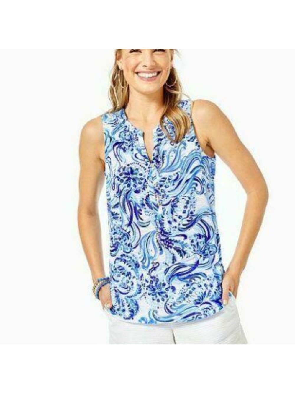Lilly Pulitzer Sleeveless Essie Top Snappy Turtle Medium
